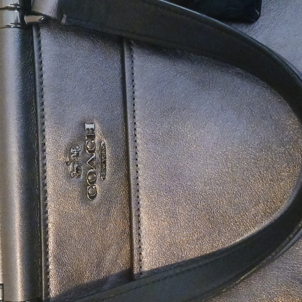 NWT Coach Metallic Silver Grace Bag With Coach Cherry Keychain 🍒 - Picture 3 of 16